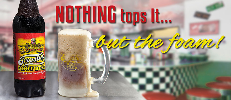 Frostop root beer foam